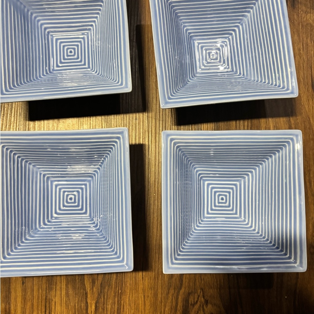 Molde Striped Blue Square bowl Set of 4